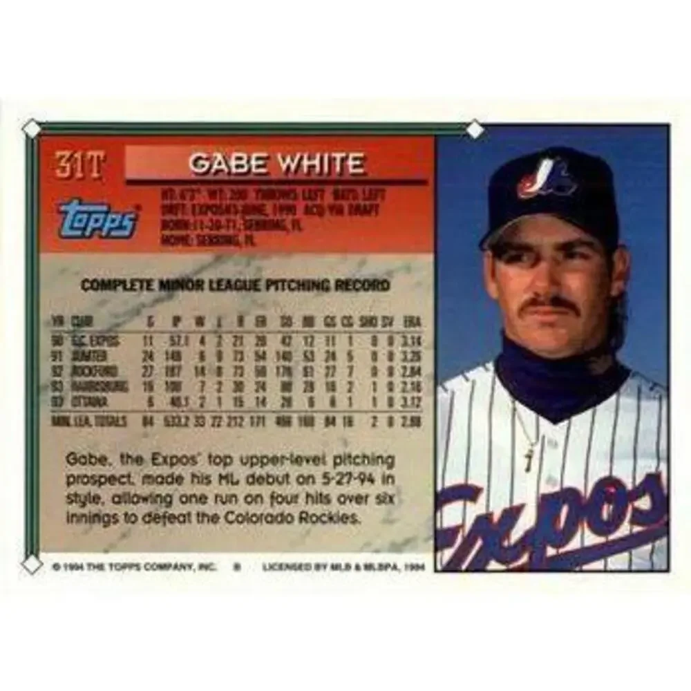 1994 Topps Traded Gabe White 31T Montreal Expos